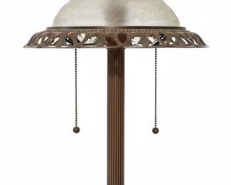 Vintage Art Nouveau Table Lamp with Frosted Glass Shade
