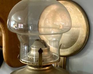 Antique Brass Wall Mount Oil Lamp