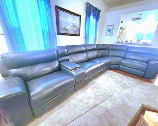 Navy leather power reclining sectional *photo does not show the true deep navy blue color* Sectional is gorgeous!