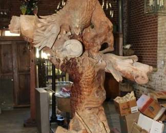 One Tree Carving of a dragon and eagle from a High Point NC Estate 10'4" x 5'6"