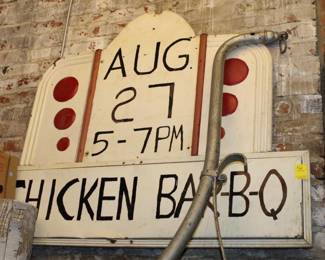 Vintage Metal Chicken bar-b-q Sign 39" x 4'