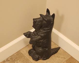 Vintage Black Cast Iron Scottish Terrier "Scottie" Dog Door Stop
