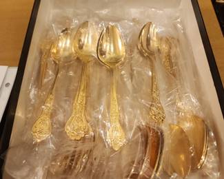 More 24K Gold Plated Flatware Set by Stanley Roberts