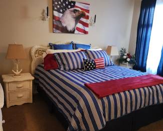 Pier One Wicker Rattan Queen Bed with Headboard Jamaica Collection