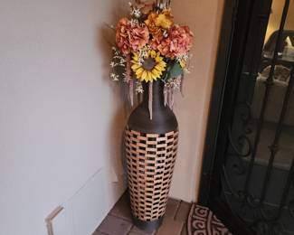 Brown Woven Bottle Floor Vase