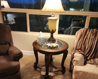 Ashley Norcastle End Table & Garden Blossom 36 1/2" Tall Large Traditional French End Table Lamp