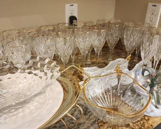 Gorham Star Blossom Heavy Cut Crystal Wine Glasses