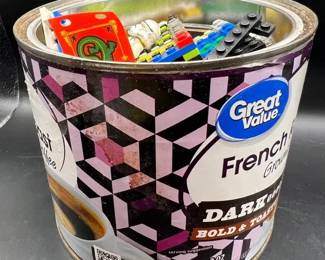 Large Coffee Can full of LEGOs & LEGO Figures