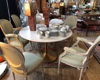 Crate & Barrel marble top Tulip table 