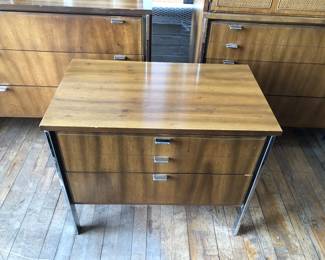 Mid Century Modern Knoll Style bedroom suite includes long dresser, chest, nightstand & 2 twin beds (if wanted). Now $1000