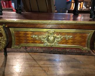 Antique French desk with bronze mounts, needing restoration, NOW $1000