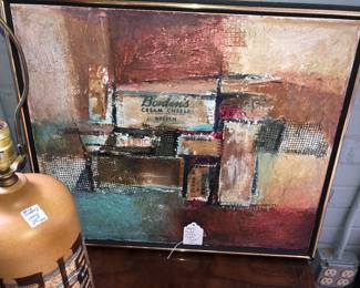 Mid-century, oil, painting, or acrylic, signed. NOW $100