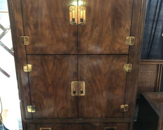 Heritage Campaign bedroom suite includes long dresser, tall chest, Queen headboard (if wanted) & 1 nightstand NOW $1000.