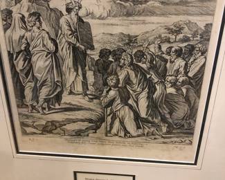 Copperplate engraving 1642, Nicholas Chapron. “Moses descends Mt. Sinai” 