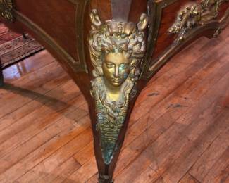 Antique French desk with bronze mounts, needing restoration NOW $1000