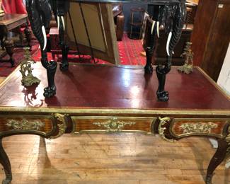 Antique French desk with bronze mounts, needing restoration NOW $1000
