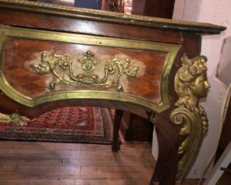 Antique French desk with bronze mounts, needing restoration NOW $1000