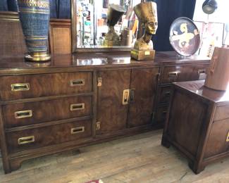 Heritage Campaign bedroom suite includes long dresser, tall chest, Queen headboard (if wanted) & 1 nightstand NOW $1000