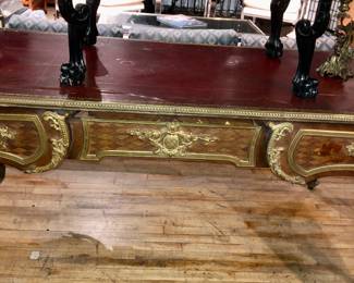 Antique French desk with bronze mounts, needing restoration NOW $1000