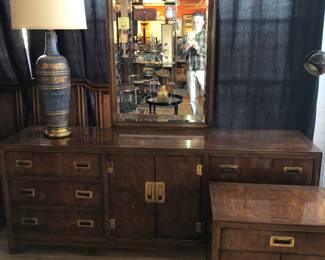 Heritage Campaign bedroom suite includes long dresser, tall chest, Queen headboard (if wanted) & 1 nightstand NOW $1000.
