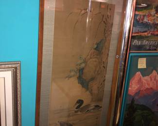 19th century Chinese ducks painted on Silk now $400