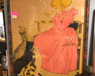 Steinlen Art Nouveau French Poster, cropped NOW $1000