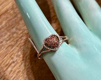 chocolate diamond heart ring in gold