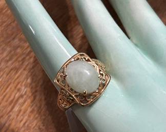 Jade and 14k gold ring