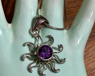 sun amethyst design sterling necklace
