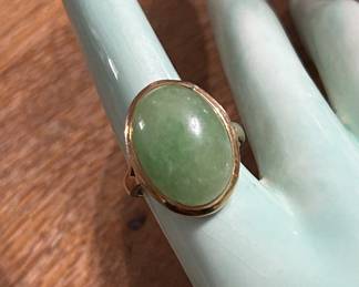 Jade and 14k gold ring