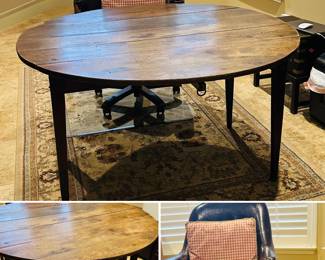Rectangular table where flaps come out to turn into a circular table. Antique