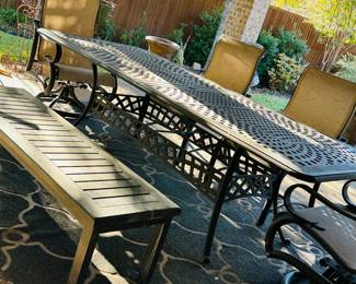 Outdoor table and chairs set with bench