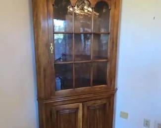 Vintage Cherry Corner Cabinet Chippendale Style