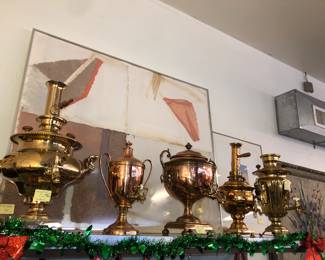 A variety of Russian & other samovars 