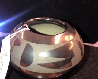 Santana & Adam San Ildefonso black ware pottery bowl 