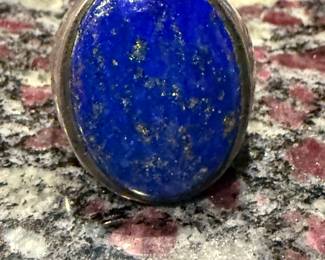 A fine men’s sterling silver lapis ring.