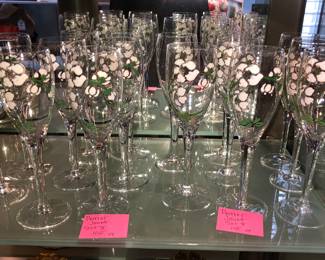 Perrier jouet French champagne glasses in 2 sets of 8 