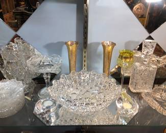 Different pieces of Brilliant Period cut glass