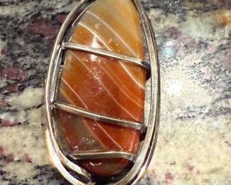 a great mid-century, modern agate sterling ORB pin/pend.