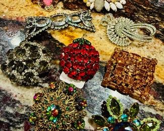 a collection of vintage rhinestone pieces, including Juliana, Weiss, regency.