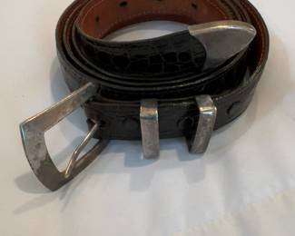 Genuine Crocodile Belt With Sterling Silver Buckle