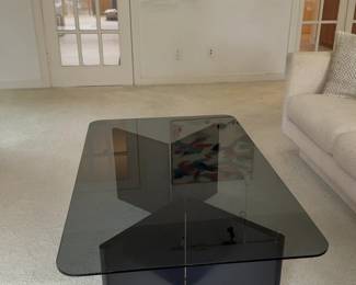 Smoked Glass Modern Coffee Table – IKEA of Sweden 1990s - L 47” x W 29 1/2” x H 18”