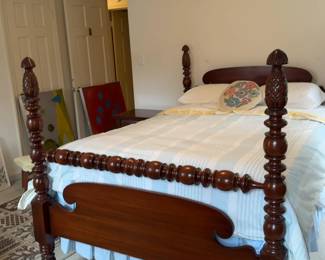 Mahogany Full Size Bed Frame and Mattress