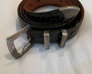 Genuine Crocodile Belt With Sterling Silver Buckle