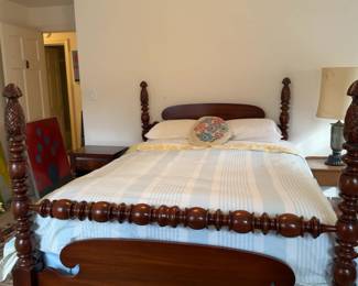 Mahogany Full Size Bed Frame and Mattress