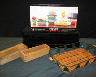 Pyrex Glass Storage NIB Vintage Wooden Boxes