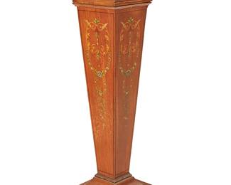 3088
An Edwardian marquetry pedestal
Early 20th century
The architectural pedestal with painted floral garlands
44.75" H x 12" W x 12" D
Estimate: $200 - $300