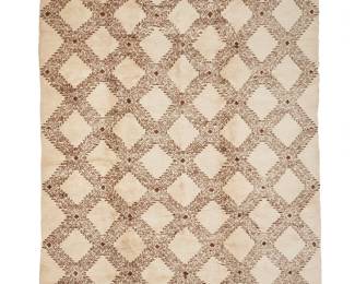 3066
A Moroccan Beni Ourain rug
Late 20th/early 21st century
High-pile wool on wool foundation
13' 5" L x 10' 3.5" W
Estimate: $1,000 - $1,500