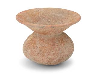 3241
A Southeast Asian pottery vessel
20th century or earlier
Possibly Thai Ban Chiang pottery
4.125" H x 5" Dia.
Estimate: $200 - $300