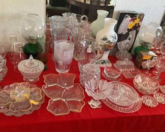 variety of crystal and glassware